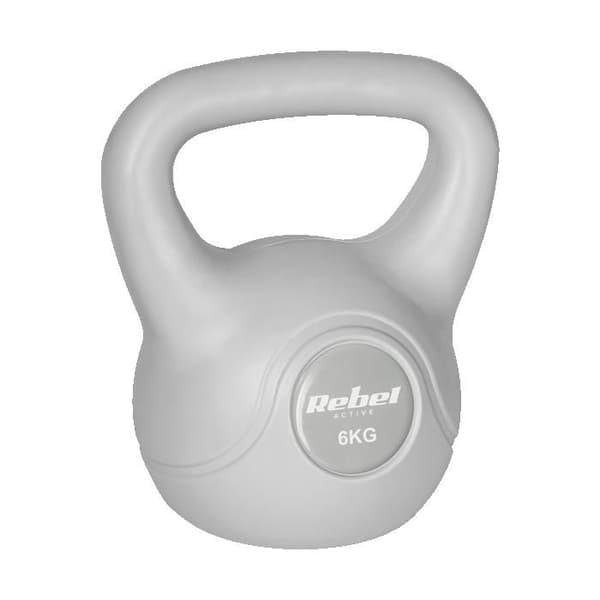 Kettlebell (viktskiva) - REBEL - 6 kg - Grå - För magövningar - Förpackad vikt 6,5 kg