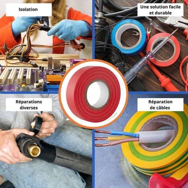 Elastisk tejp - Gocableties - GCTPVC2019RED - PVC - 20 meter - Brandresistent
