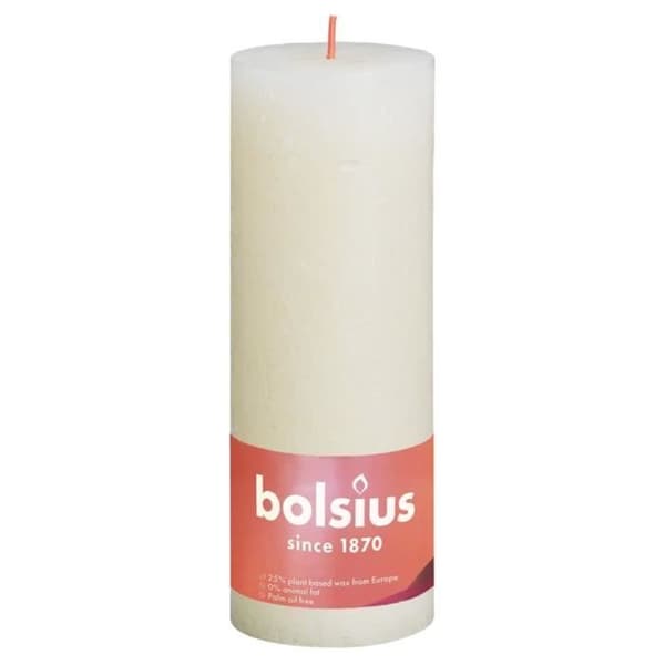 Bolsius Rustic Shine Pillar Candles 4 st 190x68 mm Soft Pearl