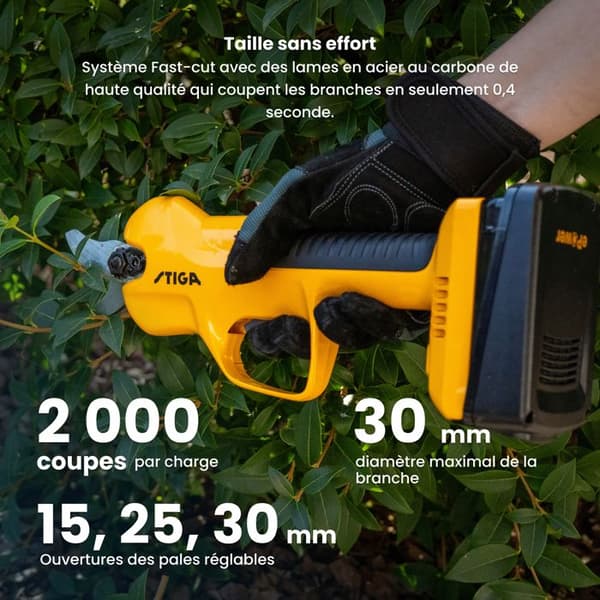 Sécateur - STIGA - SC 100e kit - Batteri 20V - 500W
