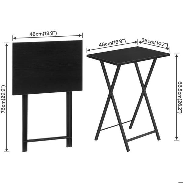 Sidobord - HOOBRO - Rektangulärt - Svart - Industriell stil - Fällbart