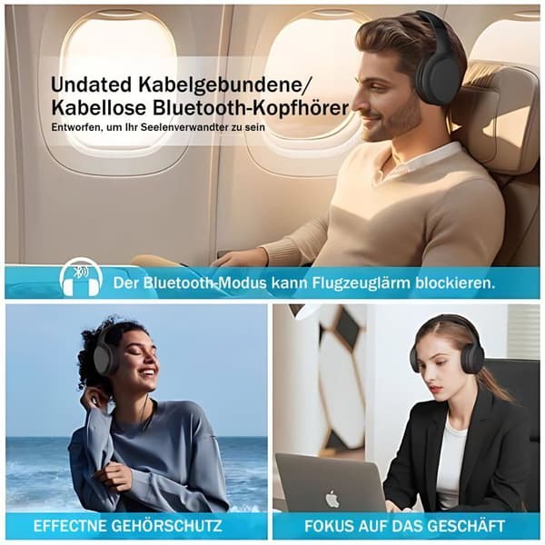 Bluetooth-hörlurar - elzle - 82h batteritid - Bluetooth 5.3 - 3 equalizerlägen - Inbyggd mikrofon