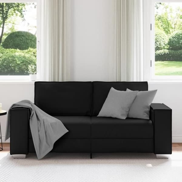Svart 140 cm soffbänk i konstläder