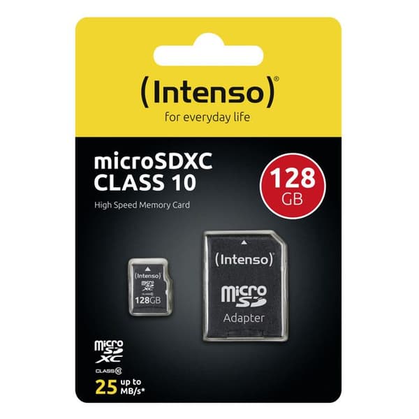 Intenso Carte microSDXC 128 GB Klass 10 med SD-adapter