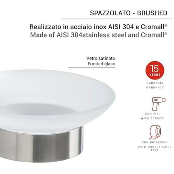 Tvålpump - GEDY - Fuji borstad - Väggmontering - Rostfritt stål - Satinerat glas