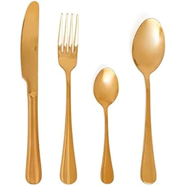 Bestick - QUID - Set om 24 - Rostfritt stål - Blank yta - Guld