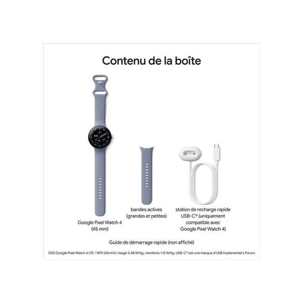 Klocka - GOOGLE - Pixel Watch 4 - 45 mm - Bluetooth - Matt svart - IP68