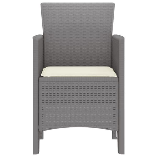 Set med 4 trädgårdsstolar med ljusgrå kuddar i poly rattan