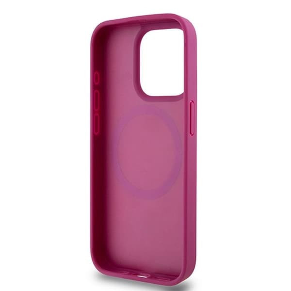 Mobilskal - DKNY - IPhone 15 Pro - Rosa - Läder monogram - Metall MagSafe-logotyp
