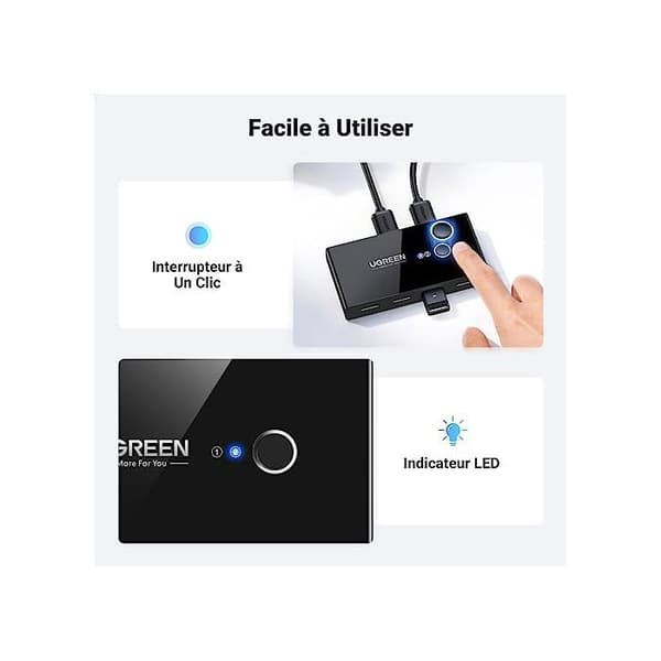 UGREEN USB 3.0 Switch 4 Portar för 2 PC 2 Input 4 Output USB Switch för skrivare Tangentbord Mus USB Flash Drive Extern hårddisk