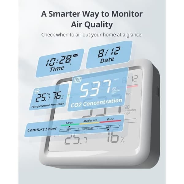Luftkvalitetsmonitor - SWITCHBOT - Meter Pro CO2 - CO2-detektor - Hygrometer - Termometer