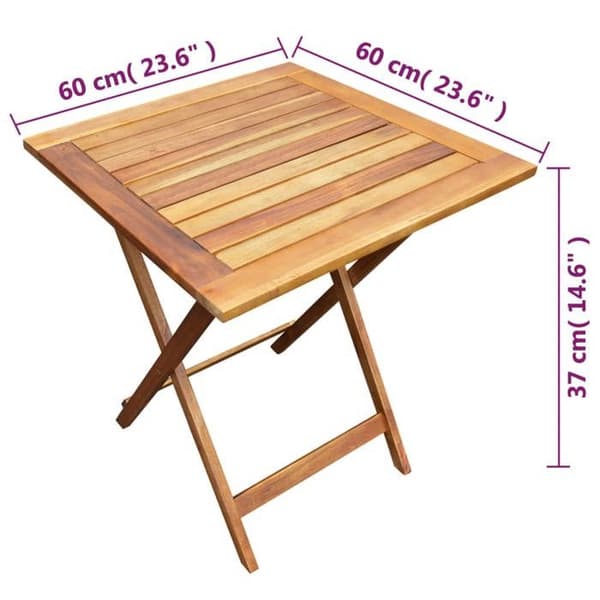 vidaXL Fällbart bistroset 3 delar Solid akaciaträ 44015