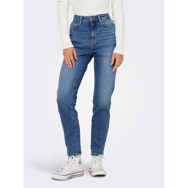 Jeans med hög midja för kvinnor Only Emily - medelblå denim