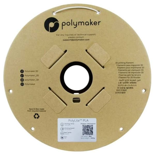 Polymaker PolyLite Filament PLA 1,75 mm 3 kg vit — hög styvhet och hållfasthet