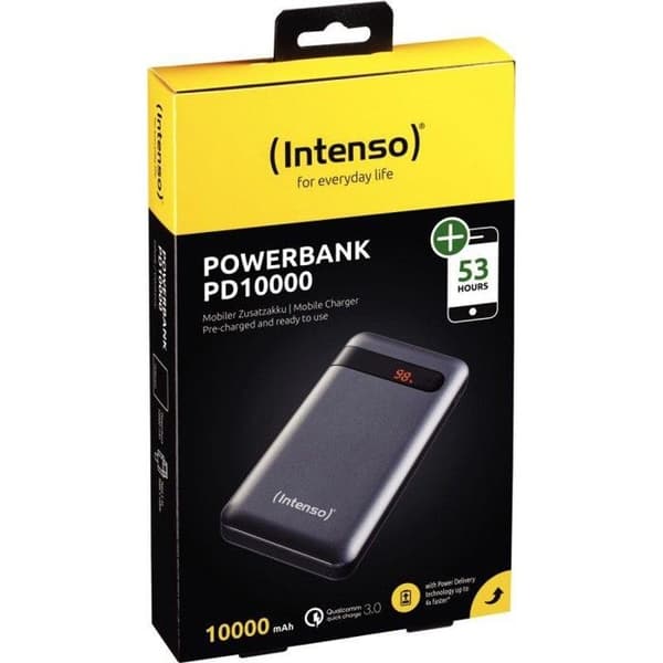 Extra batteri - INTENSO - PD10000 - Litium-polymer - 10000 mAh - Svart