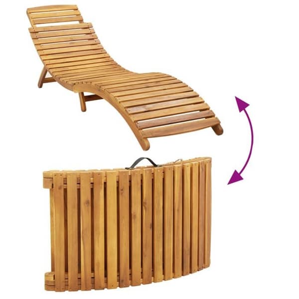 vidaXL Chaise longue med beige kudde i solid akaciaträ 367635