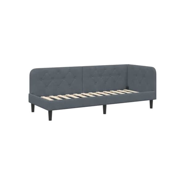 Vinkelsängram i sammet - vidaXL - Mörkgrå - 80x200 cm - L-format design - Mångsidig bäddsoffa - Ribbram