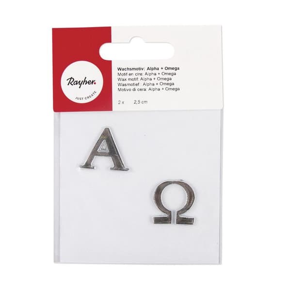 Vaxmönster: Alpha + Omega, silver, 2,5cm, 2 st