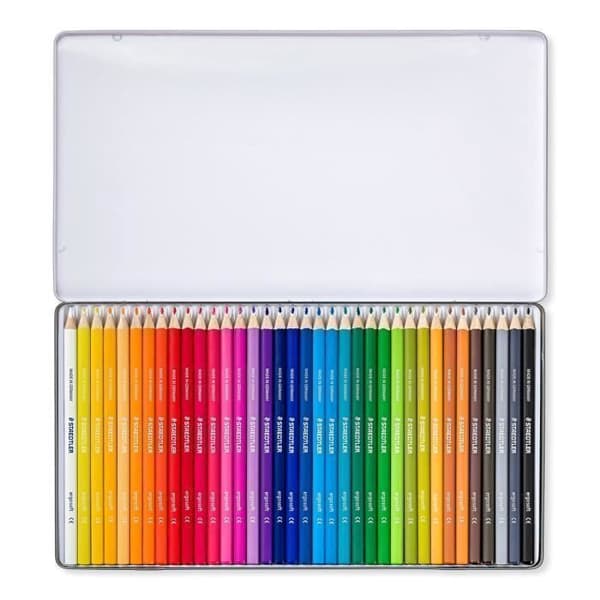 Triangulära färgkritor metallåda - Staedtler - 36 färger - ABS
