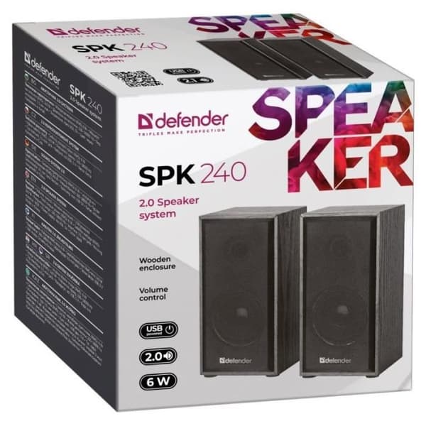 Högtalare - Defender - SPK-240 - Trådad - 6 W - Svart