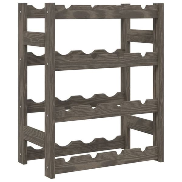 vidaXL flaskställ för 16 flaskor Grå massiv furu 373378