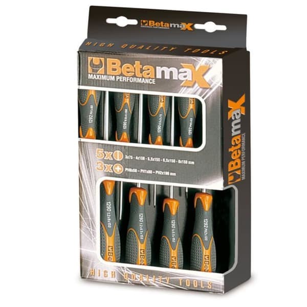 Beta Tools skruvmejsel 1293/D8 stål 8 st 012930403