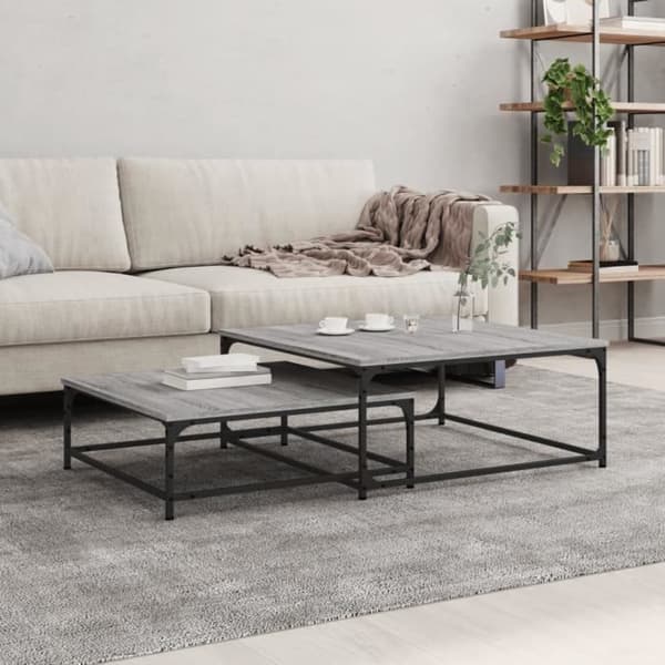 vidaXL Häckande soffbord 2 st Sonoma Grey Engineered Wood 832821