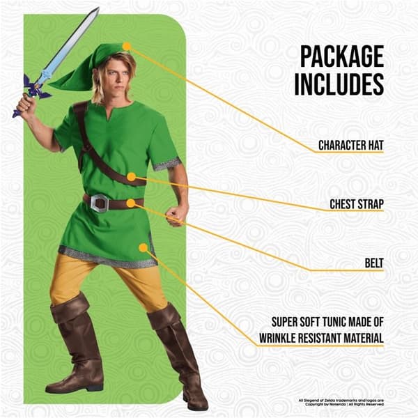 Klassisk Link ZELDA kostym för vuxna