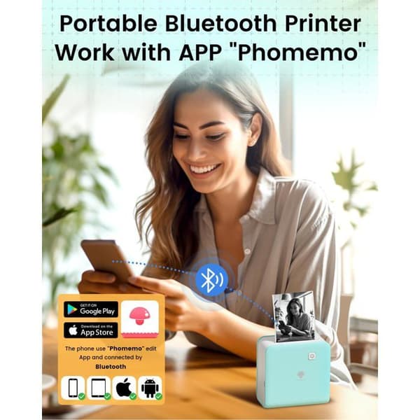 Bärbar termisk skrivare - PHOMEMO - M02 Pro - 300 DPI - Ingen bläck - Bluetooth - Grön