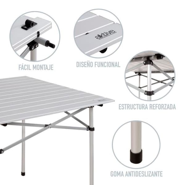 Fällbart aluminium campingbord 70x70x70 cm Aktive Camping