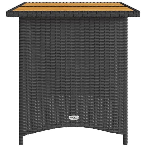 vidaXL Trädgårdsbord med svart träskiva 110x68x70 cm polyrotang