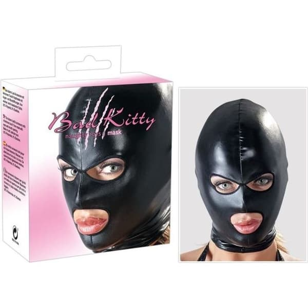 Balaclava - Bad Kitty - Svart - Mun- och ögonöppningar - 92% polyester - 8% elastan