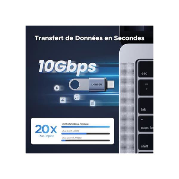 USB C till USB A OTG-adapter - UGREEN - 10Gbps - 4-pack - Kompakt & Hållbar