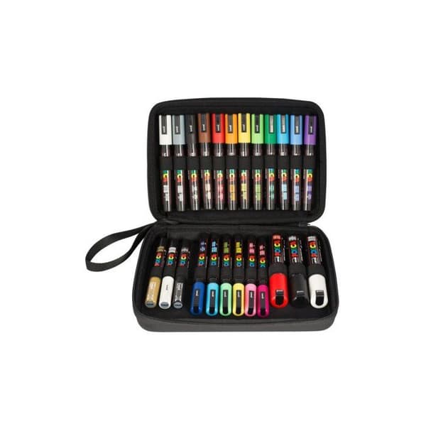 Mallette Posca svart 24 assorterade markörer