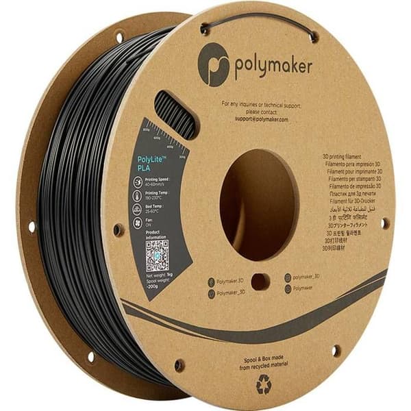 Polymaker PA02001 PolyLite PLA Filament 1,75 mm 1000 g Svart 1 st.
