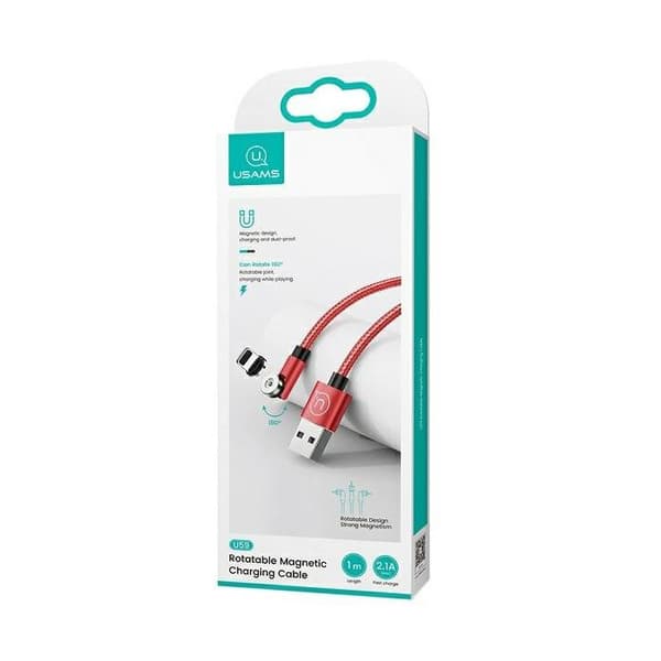 USAMS 1 m Magnetisk Lightning-kabel Snabbladdning Röd