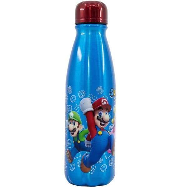 Vattenflaska - Super Mario - 600ml - Aluminium - Blå - Barn