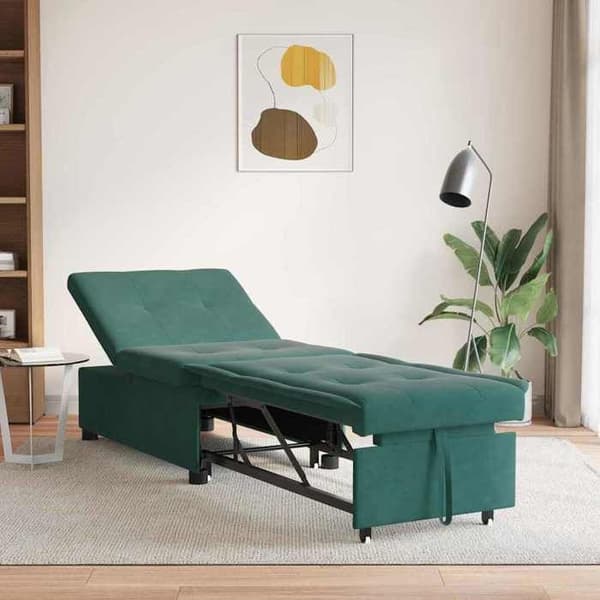 Mörkgrön bäddsoffa 67 x 194 x 38 cm Sammet