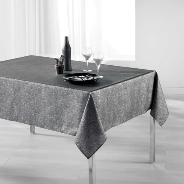 Rektangulär duk 150 x 240 cm polyester tryckt silver palacio antracit