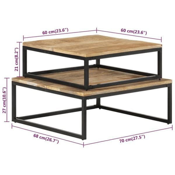 vidaXL Gigognetabeller 2 st Solid mangoträ 320389