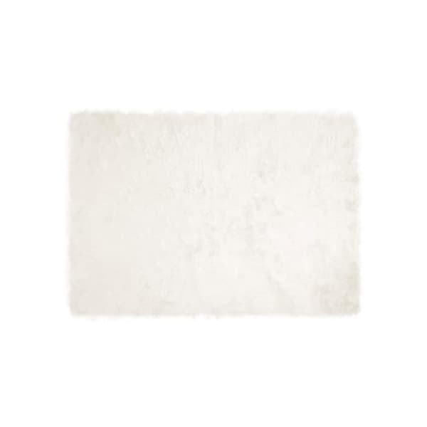 Konstgjord fårullmatta - vidaXL - 140x200 cm - Vit - Polyester - Rektangulär - Supermjuk - Hållbar