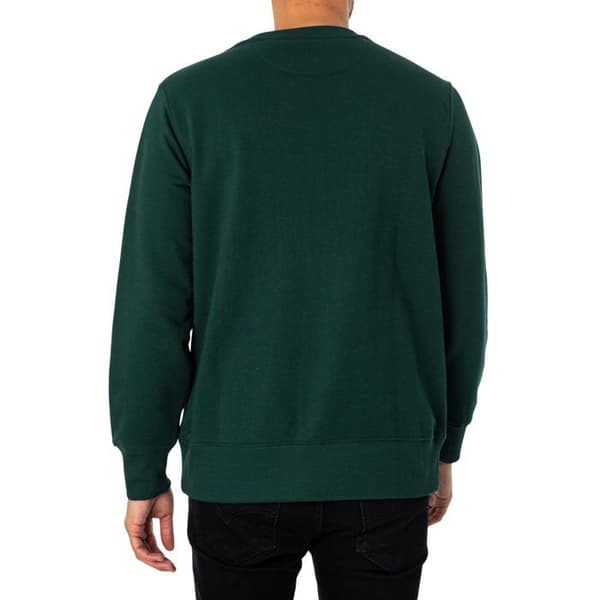 GANT herrtröja rund hals Reg Shield - tartan grön, långa ärmar, bomull/polyester
