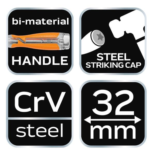 Burin 32 mm, CRV, handtag i två material