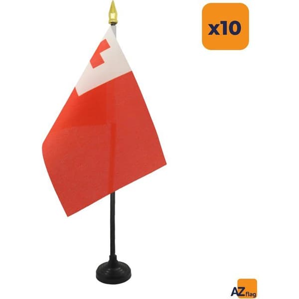 Mini Tonga-flagga AZ FLAG - 10-pack - 15x10 cm - Kontorsflaggor 100% Polyester