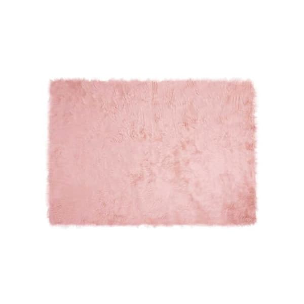 Faux ullmatta - vidaXL - Rosa - 140x200 cm - Polyester - Rektangulär - Super mjuk - Hållbar