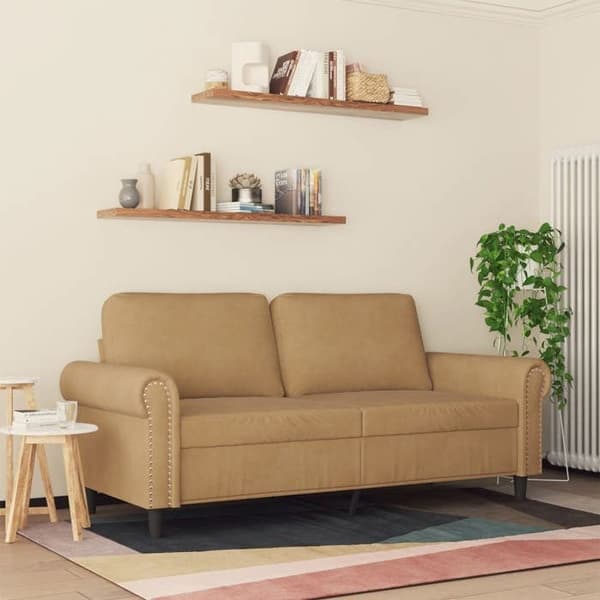 vidaXL Soffa 2-sits Brun 140 cm Sammet 359536