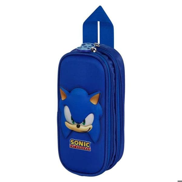 Trousse Dubbel 3D - Sonic Face - Blå - One Size