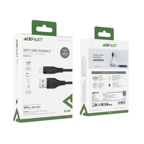 Kabel - ACEFAST - C3-02 - USB till Lightning - 1,2 m - 2,4 A - MFi certifierad
