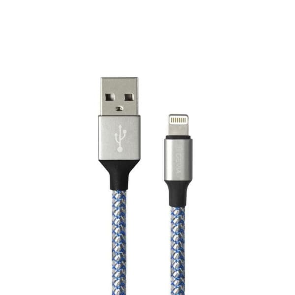 USB Lightning-kabel, Devia [Bubble Fish] [1M Nylon 2,4A] - Grå/Blå