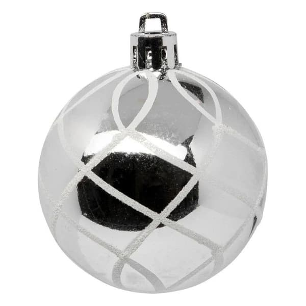 Julkulor - Féerisk - Julfärger - Set om 25 - Plast - D6cm Silver och Vit